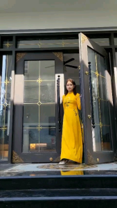 siêu phẩm áo dài thêu thủ công vàng hoa cúc