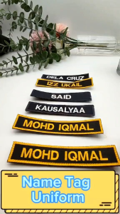 Yellow name tag for uniform - normal / velcro / iron on