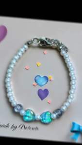 [BUY 2 GET HADIAH] Pearl Blue Love Bracelet 14cm - Gelang Manik wanita - Gelang Korean style - aksesoris perempuan - Gelang manik manik