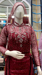 Gaun Pengantin Slim Dress Sequin Ekor Lepasan