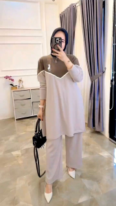 youras setcel muslim wanita kaos knit rajut import bordir cantik terbaru