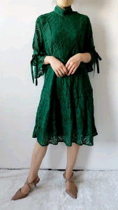 0930 CNY Ying High Neckline Lace Dress Cheongsam Dress 2024 Shio Naga Imlek Red