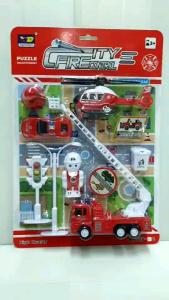 ของเล่นชุด"ดับเพลิง พร้อมนักผจญเพลิง"ของเล่นดับเพลิง มีรถเครนดับเพลิง เฮลิค๊อปเตอร์ พร้อมอุปกรณ์เพียบ🚒 รหัส kim-Hx