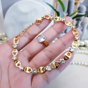 Titanium Gelang Set Cincin Wanita Terbaru Import Anti Karat Xds298a