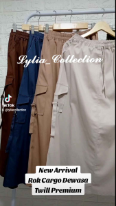 ROK CARGO WANITA TWILL PREMIUM | ROK WANITA PANJANG CARGO KEKINIAN