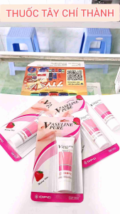 VASELINE dưỡng môi. Hương dâu không màu. Chống nứt nẻ da tay chân. tuyp 10gra..