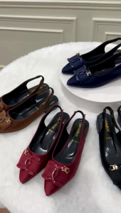 Sepatu hak 2 cm tali belakang Louisdear B105 Ch bahan satin heels 2cm