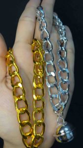 [ซื้อ2แถม1]สร้อยคอสัตว์เลี้ยง ปลอกคอหมา ปลอกคอแมว โซ่อลุมิเนียมเงิน-ทอง ปรับขนาดความยาวได้มีกระดิ่งให้