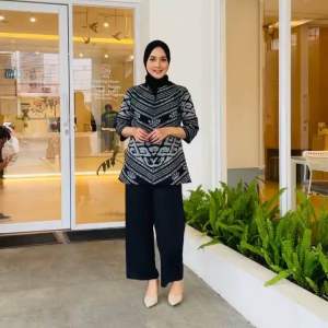 Ready Stok Blouse Batik Tenun Blanket Atasan Wanita Modern/Blouse Kondangan/Blouse Gaya kekinian