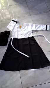 gamis hitam putih +hijab /seragam sekolah anak perempuan bahan katun toyobo Paud TK  SD Madrasah