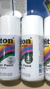 Paket Lengkap Pilok Cat Diton 3 Kaleng 300cc Army Green 8522 Primer Grey 8020 Clear Glossy 8540