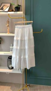 R5441 Milano Layered Eyelet Long Skirt