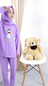 setelan baju anak perempuan muslim celana panjang /FREE Hijab
