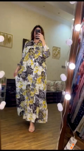 Daily Homey Dress • Daster Busui Jumbo Bigsize Oversize Terbaru Baju Wanita Hijab Kekinian Outfit OOTD Gamis Lebaran Cantik Elegant Bunga Ruffle Rok Susun Larissa Bella Arab Korean Style Syari
