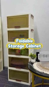 JOYEASE Foldable & Stackable 5 Layer Storage Cabinet With Wheels 50cm Width 108cm Height 27cm Depth Multifunction Almari Box