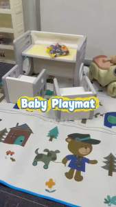 JOYEASE Baby Playyard Playmat Mat Only with colorful animal and tree designs for safe play area. Baby Playpen Soft Safety Mat. (Mat Only)