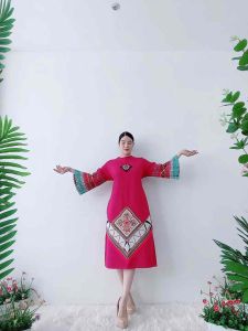 เดรสผ้าใยกัญชงแขนระบาย