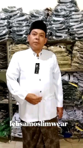 (( LEBSA MOESLIM WEAR )) jasko/jas koko terbaru 2025 warna  putih krah dan saku batik COD bayar ditempat
