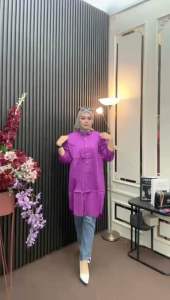 ATASAN TUNIK POLOS ZARA KATUN POPLINE SILANG BELAKANG