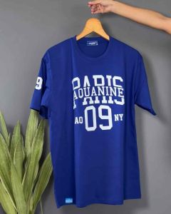 เสื้อยืดแขนสั้น AQUANINE  tshirt  เสื้อยืดผู้ชาย เสื้อยืดผู้หญิง  รุ่น PARIS เสื้อยืดสีน้ำเงิน ลิขสิทธิ์แท้