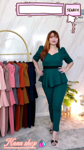 ชุดเซตสาวอวบ เสื้อ+กางเกง A02