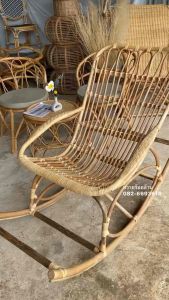 ส่งฟรี!!เก้าอี้โยกหวายแท้