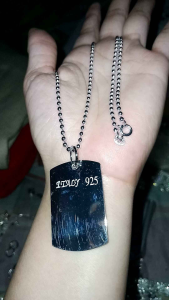 Silver Italy 925 Dog Tag Necklace