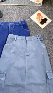 Rok Cargo Wanita Jeans Split Kenza Rok Allsize