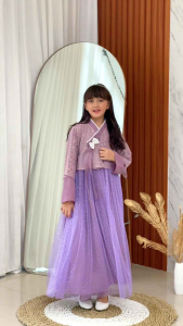 HANBOK ANAK GAMIS ANAK LABELLA TERBARU 5-10 TAHUN BOLERO HANBOK MENYATU TUTU TULLE PESTA DRESS GAUN GAMIS AERI LABELLA CANTIK MEWAH UNGU PUTIH PURPLE WHITE DUSTY PINK ROSE POLOS PLAIN KOREAN LOOKS