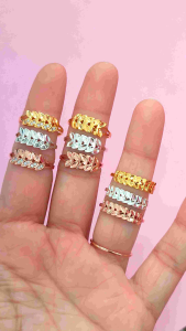 CINCIN DAUN SHIMMER PERAK 925 LAPIS MAS