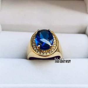 Cincin Batu King Safir Natural Cating Bawah Minimalis Super Mewah