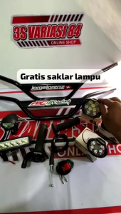 Paketan stang trail monster plat hitam+gas spontan daytona polos+lampu sorot LED=✓Gratis saklar lampu...