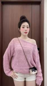 Áo Len Lệch Vai Full Màu QC