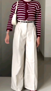 ORO PANTS Semi woll -Celana panjang wanita- Higtwaisted Pants Premium