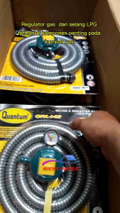 Regulator Kompor Quantum QR 142 dengan Selang Panjang 1.8 Meter dan 2 Ring Gas Tekanan Rendah