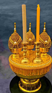 พานเครื่องทองน้อย พานสักการะ ชุดเครื่องทองน้อย เบอร์ 14 เบอร์ 16 เบอร์ 18 (ราคาต่อชุด)002