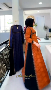 gamis modern motif simple kondangan amesha lace Amore by ruby