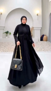 Abaya Turkey Varian Pull Black Abaya Turkey Alena Hitam Senada