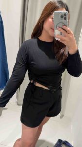 Croptop Top Serut Asymetric Fashion korea Ket.502 Lengan Panjang