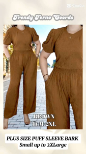 BOS WOMEN FASHION PLUSSIZE PUFF SLEEVE BARK COORDINATES FREE size best fit Large up to 2XL High Quality COTTON BARK CREPE