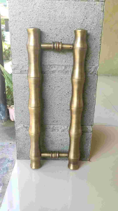 Handle Pintu Rumah Kuningan Antik Motif Bambu Kuning 50 cm 2 pcs