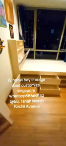 Super single size window bay storage bed frame customize.singapore