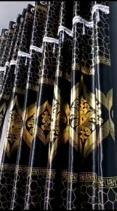 Gorden Pintu & Jendela bahan Blackout glossy premium model poni gabung mewah 6 gelombang 12 lubang smokring
