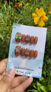 เล็บปลอมเจลพร้อมติด สีน้ำตาลแฟสช ถ้าแถมฟรี กาว/ตะไบ