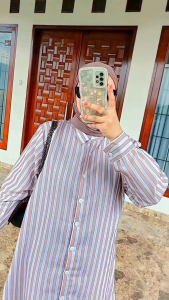 Tunik Kemeja Terbaru Setrip Garis salur Bahan Poly rayon