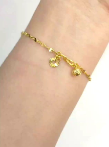 Gelang Tangan Rante Biji Kopi Perak 925 Lapis Mas