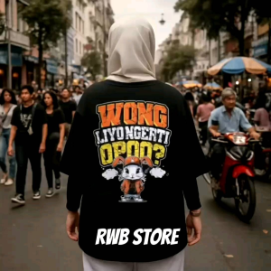 Atasan Wanita Model Oversize Lengan 7/8 Gambar Depan Motif Tulisa Nada Bicara