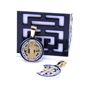 Kalung Kerohanian Khatolik Bahan Titanium Liontin Santo Benediktus Anti Karat & Anti Luntur