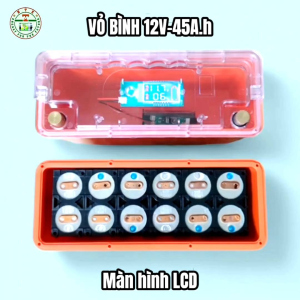 Vỏ nhựa ABS đựng pin Hộp ABS đựng pin chống nước cao cấp chứa 12 cell 33140 và đồng hồ LCD màn hình LCD thay thế