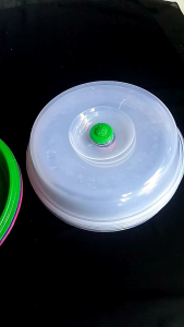 tempat bolu bentuk bulat set+tutup bahan plastik tebal dan halus